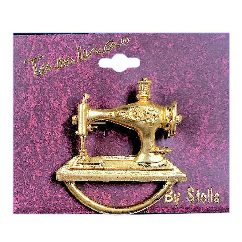Sewing Machine Brooch Pin Reading Glasses Holder Crafter Quilter Whimsical
